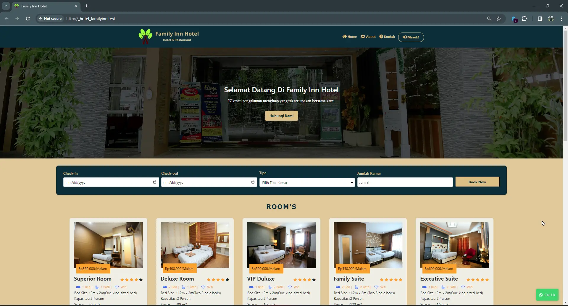 Booking Hotel Family Inn Website
